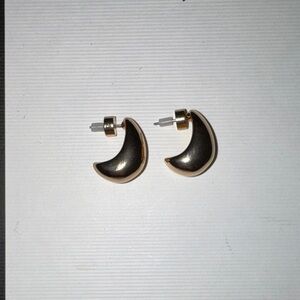 Gold and Black Crescent Earrings